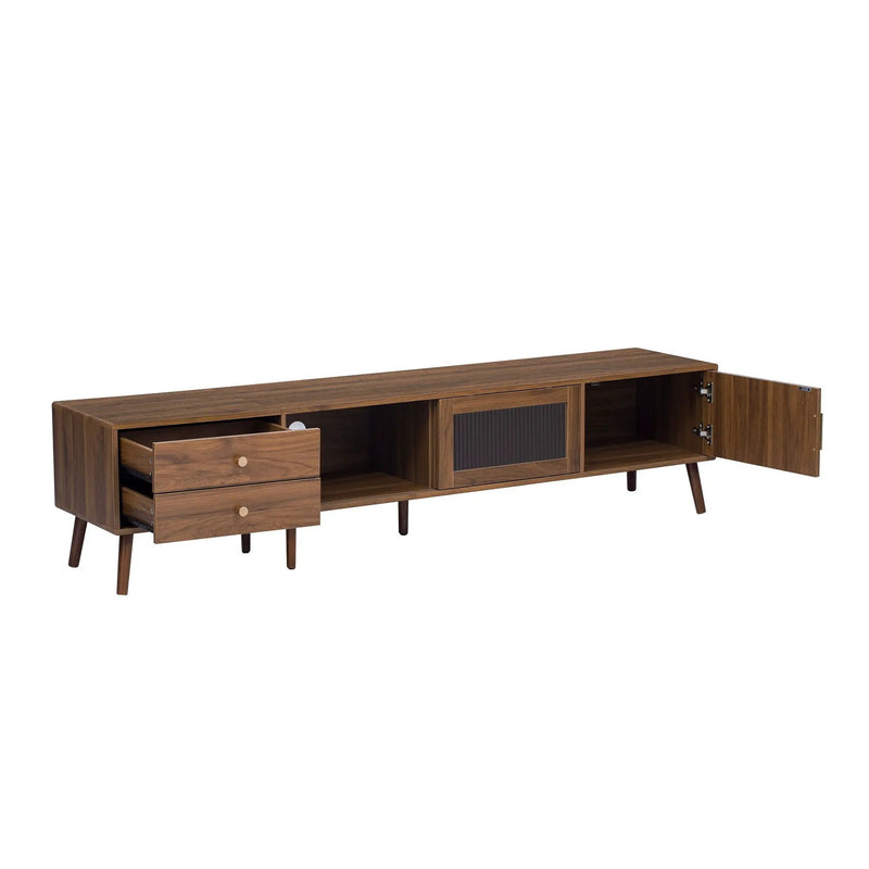 76" TV Stand, Entertainment Center With Storage Cabinets, TV Media Console Table For Living Room - Natural by Unique Piece Furniture