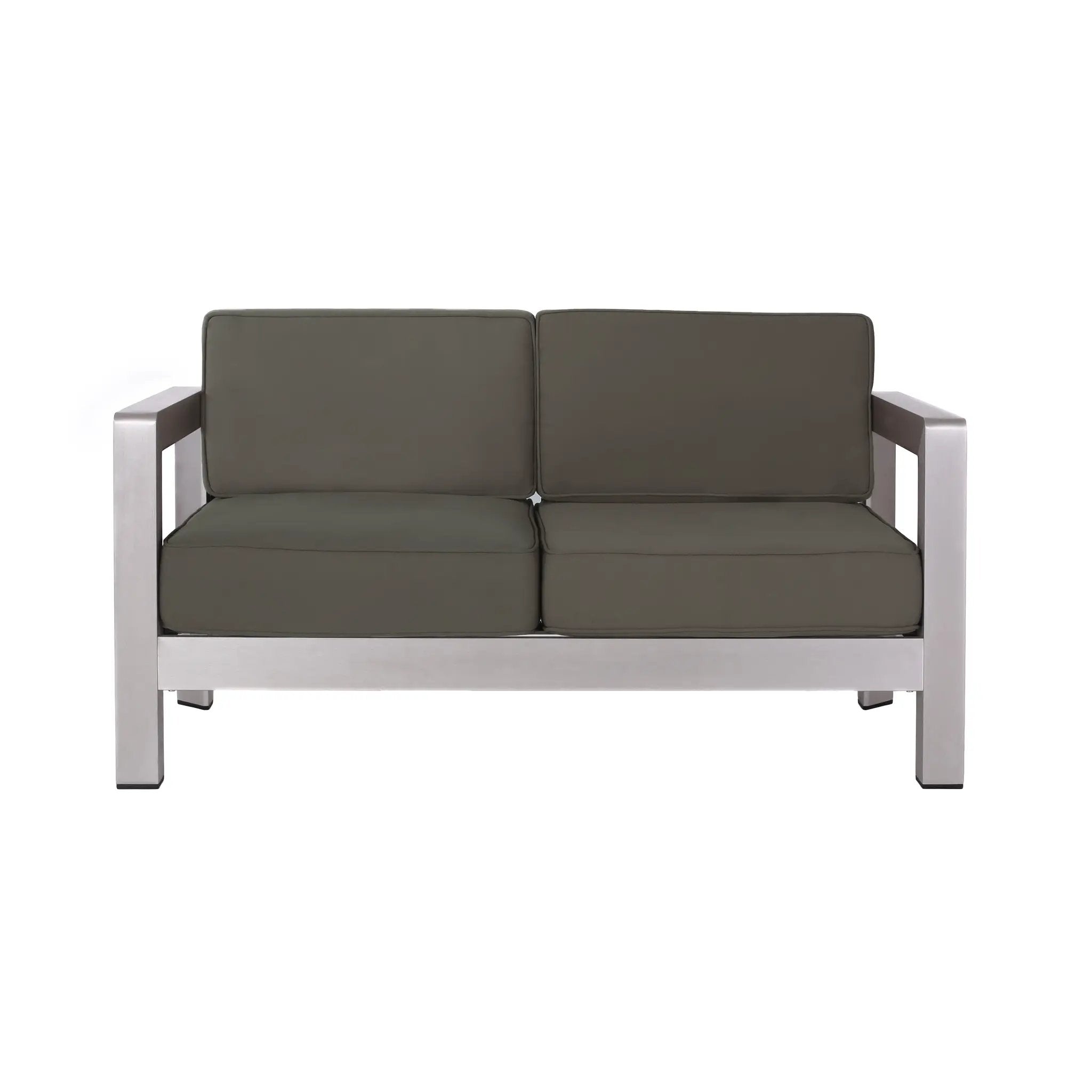 Outdoor Aluminum Loveseat – Low-Profile Patio Seating with Deep Cushions by HouseOfZazla