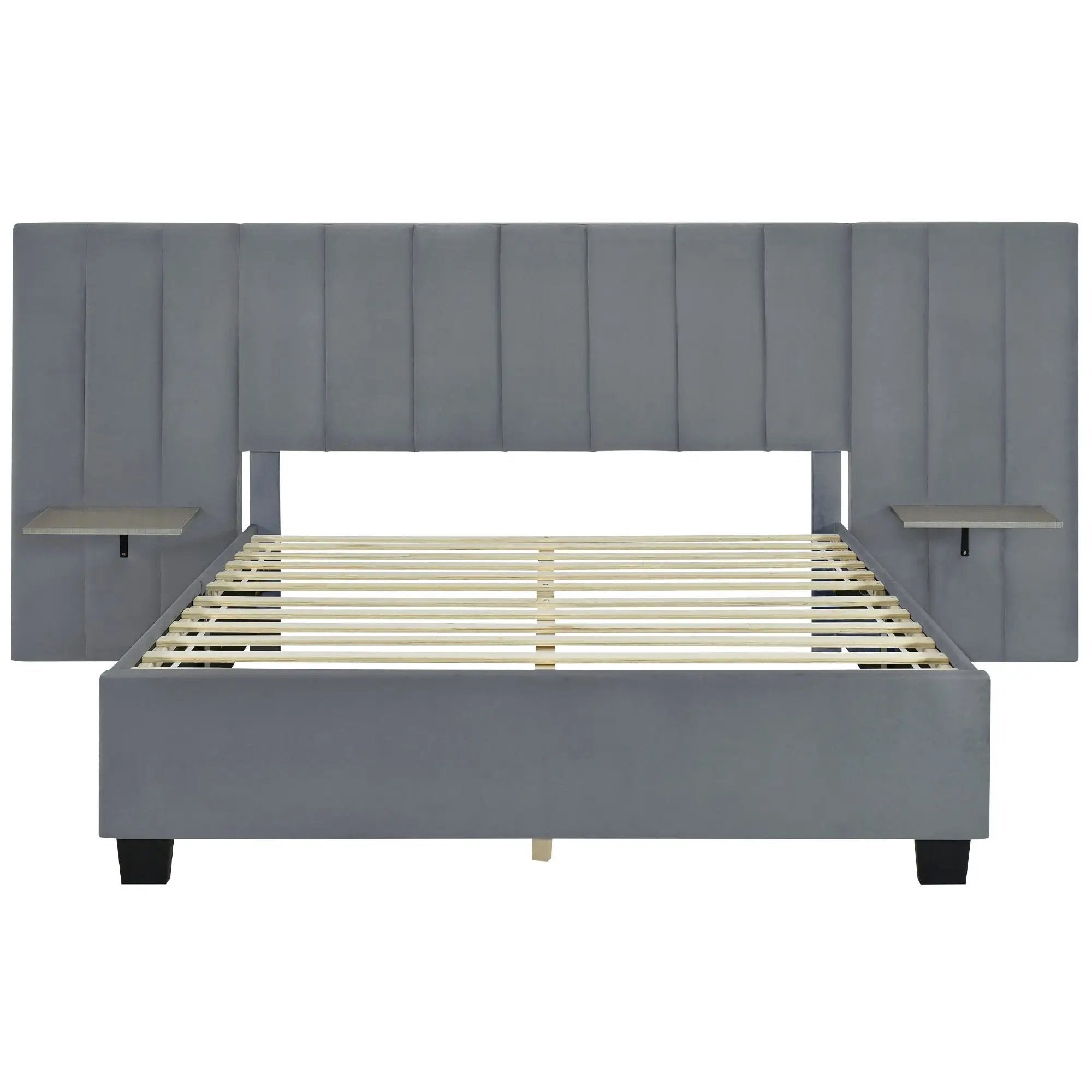 Upholstered Platform Bed With Big Headboard by Unique Piece Furniture