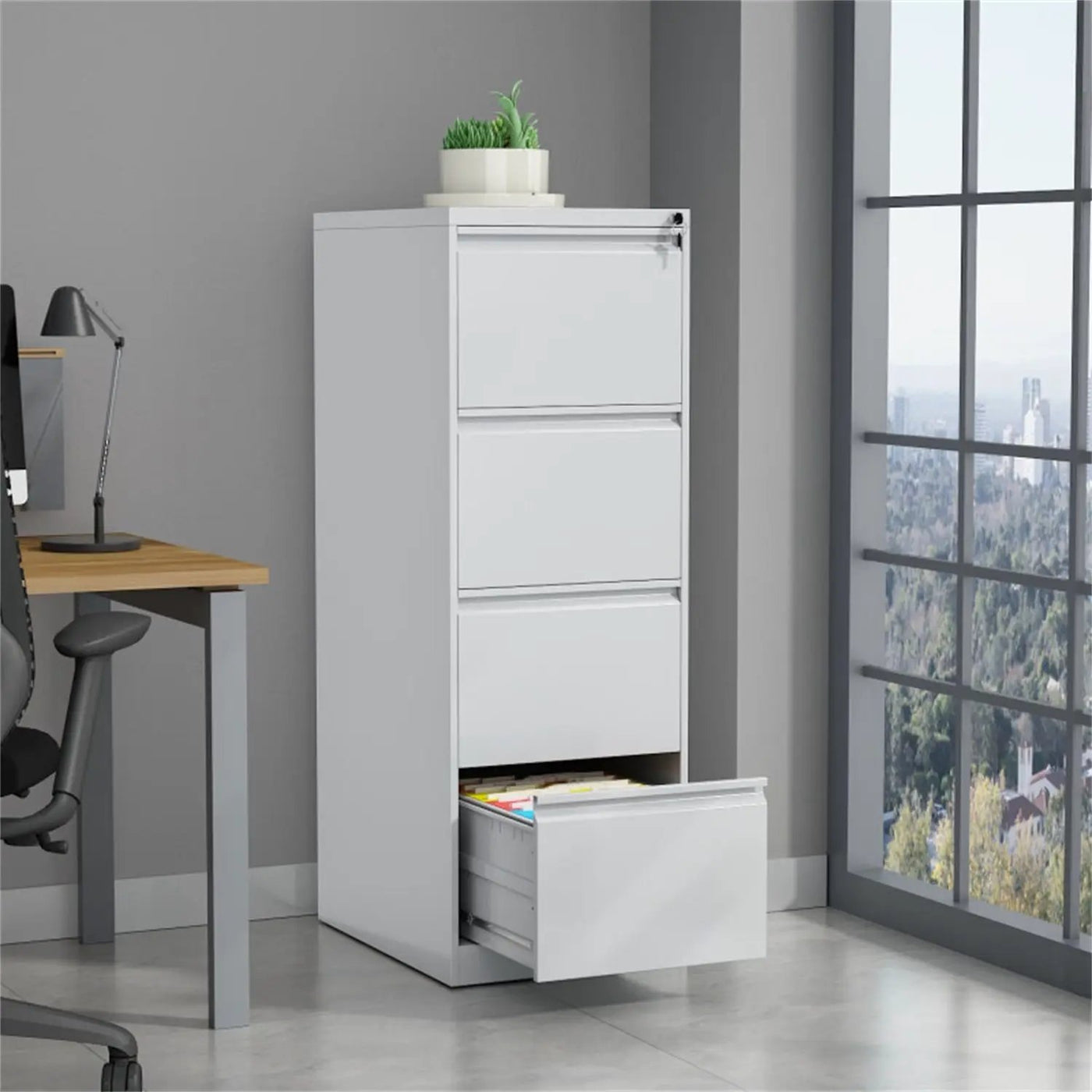 Durable Metal 3 Drawer File Cabinet With Lock For Office Storage by Unique Piece Furniture