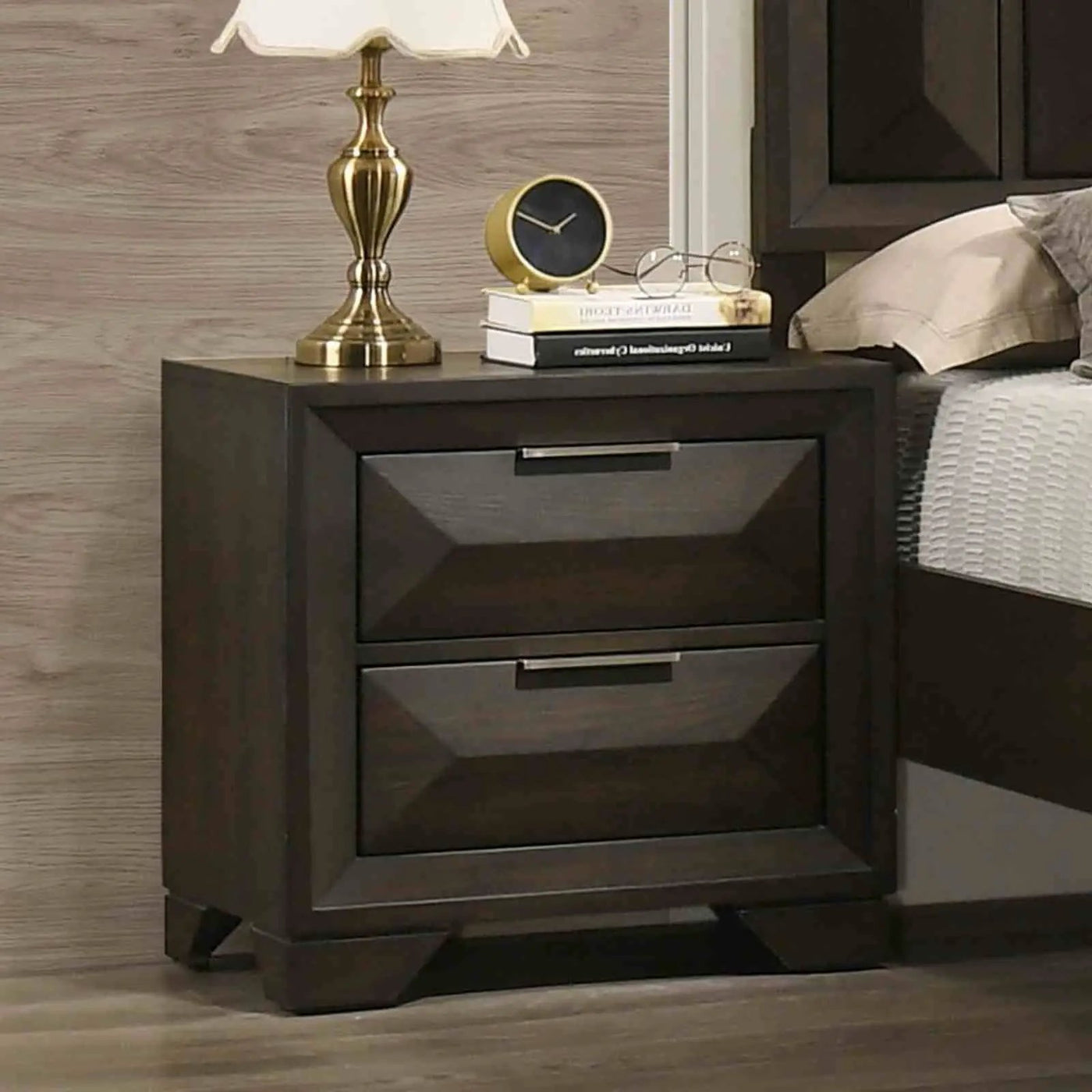 3 Piece Bedroom Set With Faceted Panels Bed And 2 Nightstands by HouseOfZazla