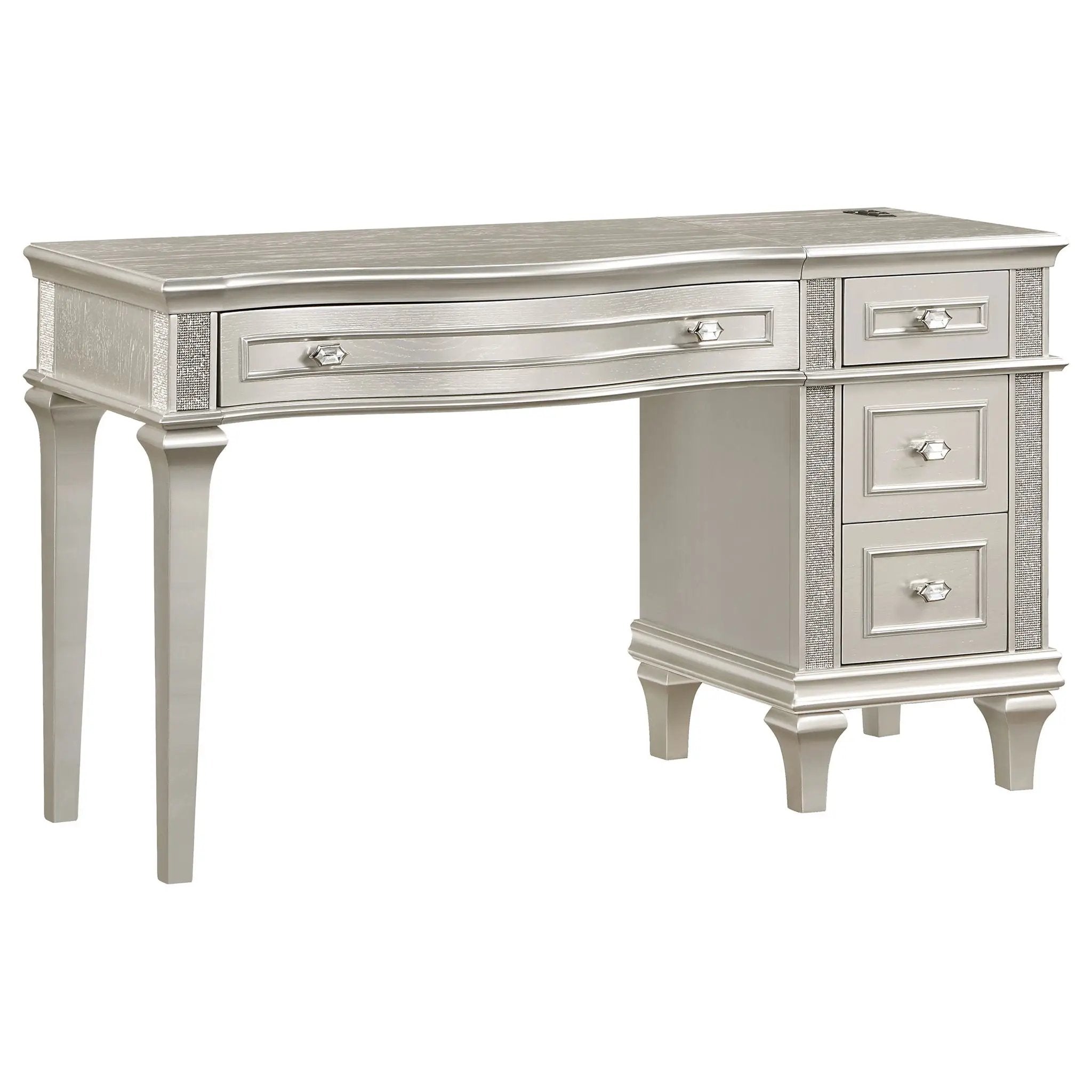 Colwood - 4 Drawer Vanity Desk With And Built In Charging - Silver Gray by HouseOfZazla
