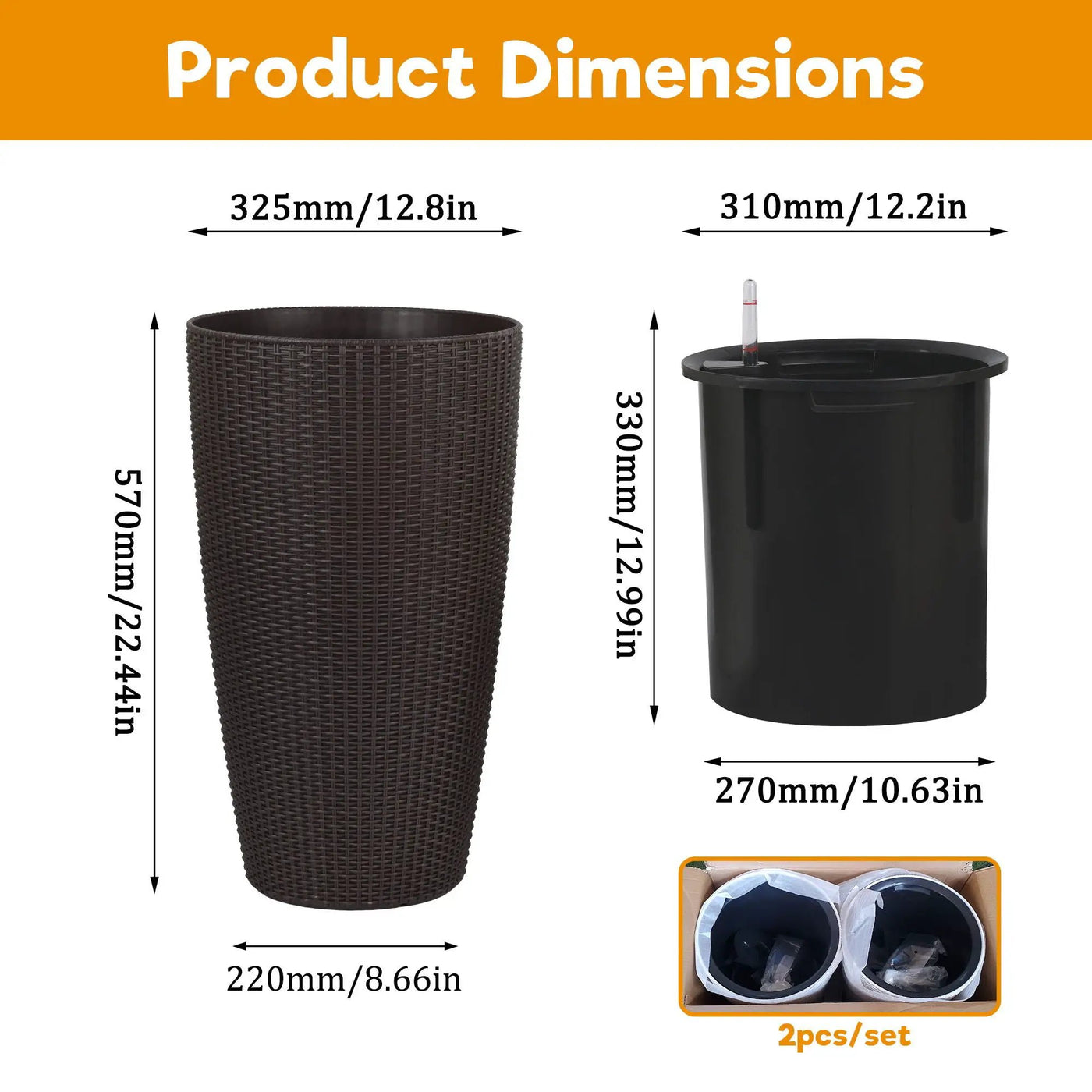 Tall Planters Set With Water Level Monitor And Auto Watering by HouseOfZazla