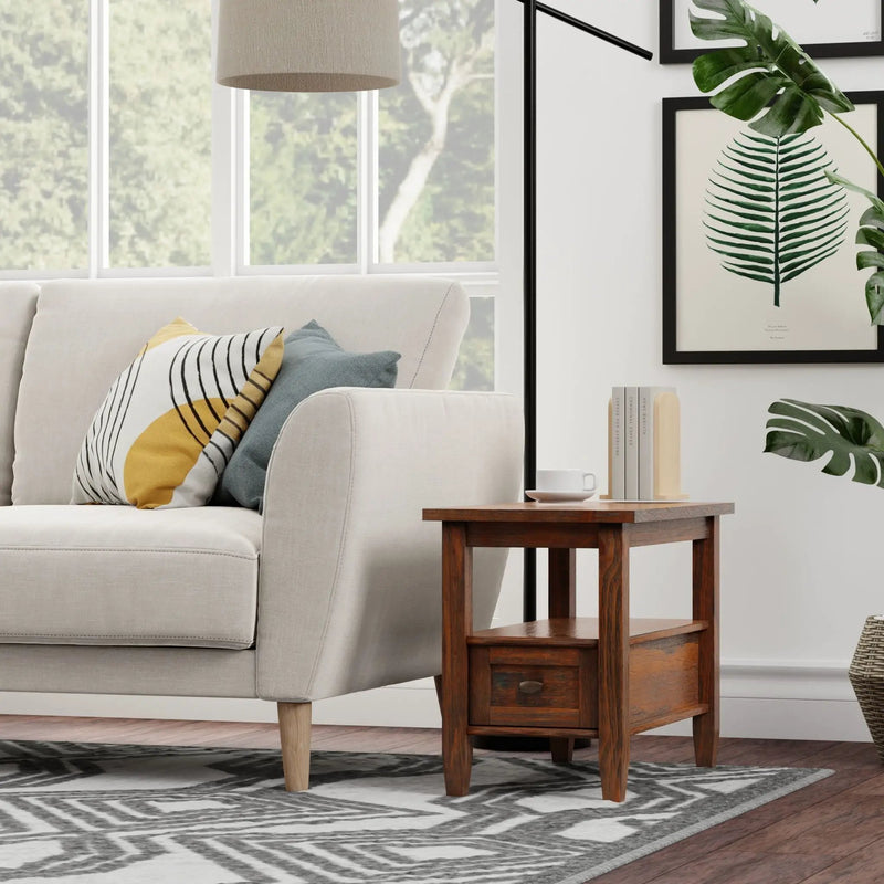 Warm Shaker - Narrow Side Table - Distressed Charcoal Brown by Unique Piece Furniture