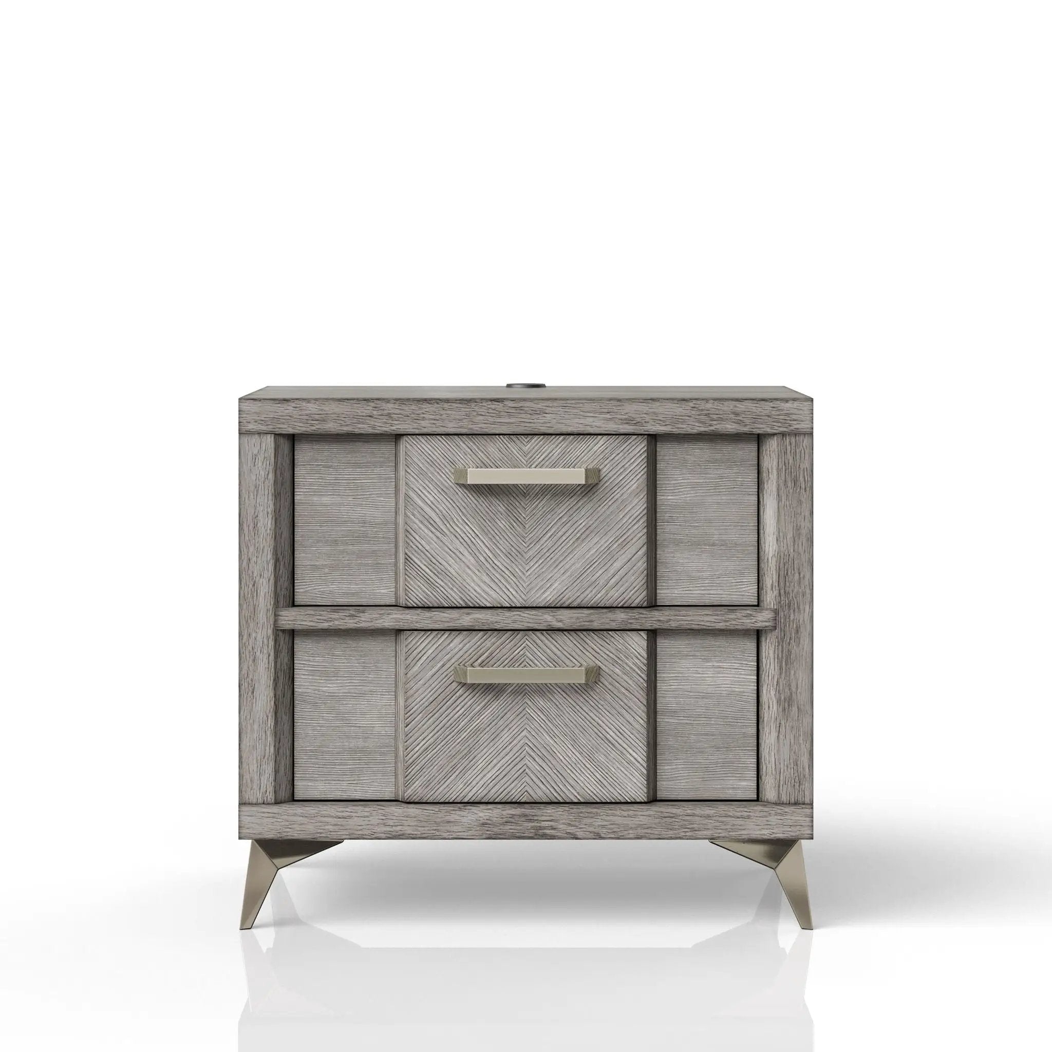 2 Drawer Night Bookmatched Veneers - Gray by Unique Piece Furniture