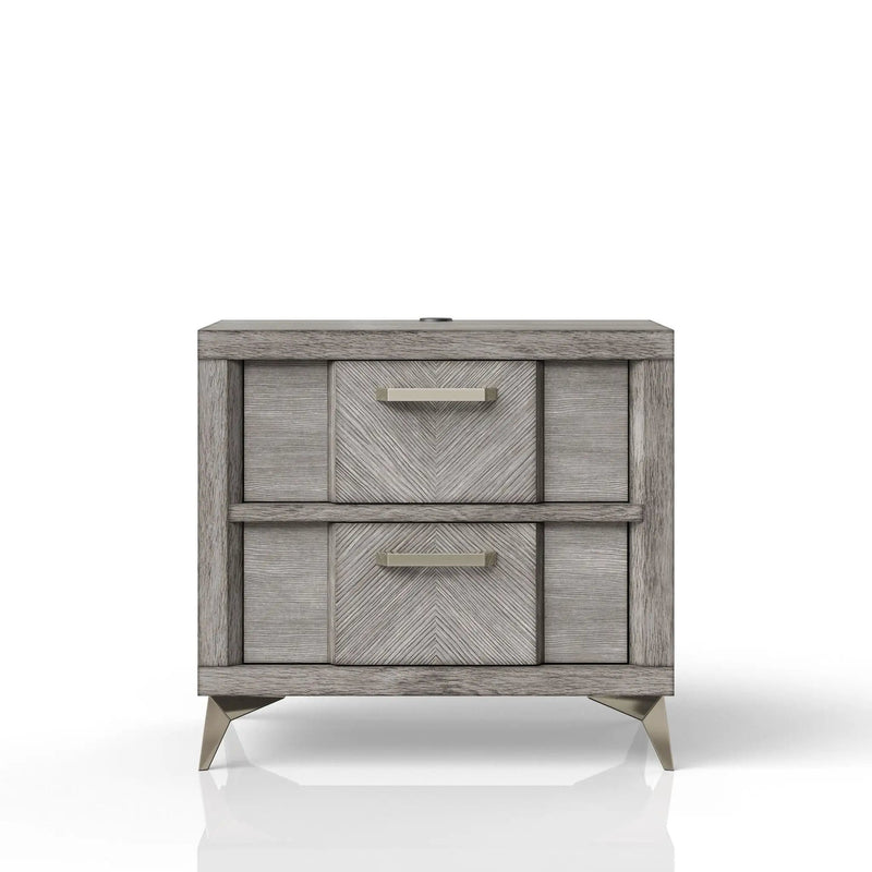2 Drawer Night Bookmatched Veneers - Gray by Unique Piece Furniture