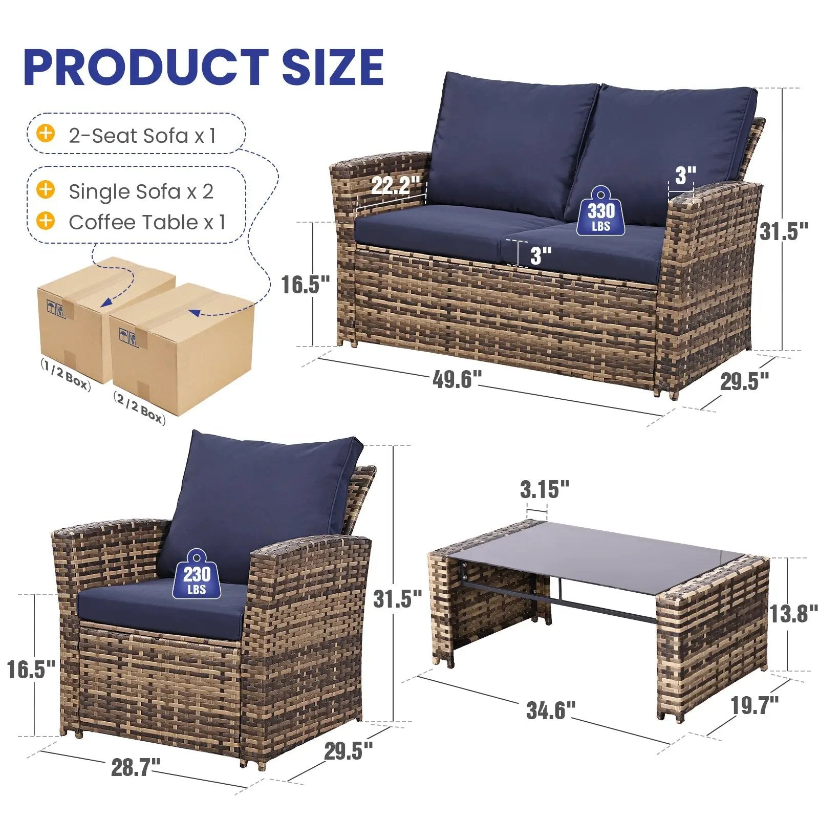 KROFEM 4-Piece Patio Furniture Set by HouseOfZazla