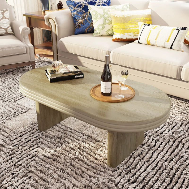 Oval Fluted Coffee Table - Natural by Unique Piece Furniture