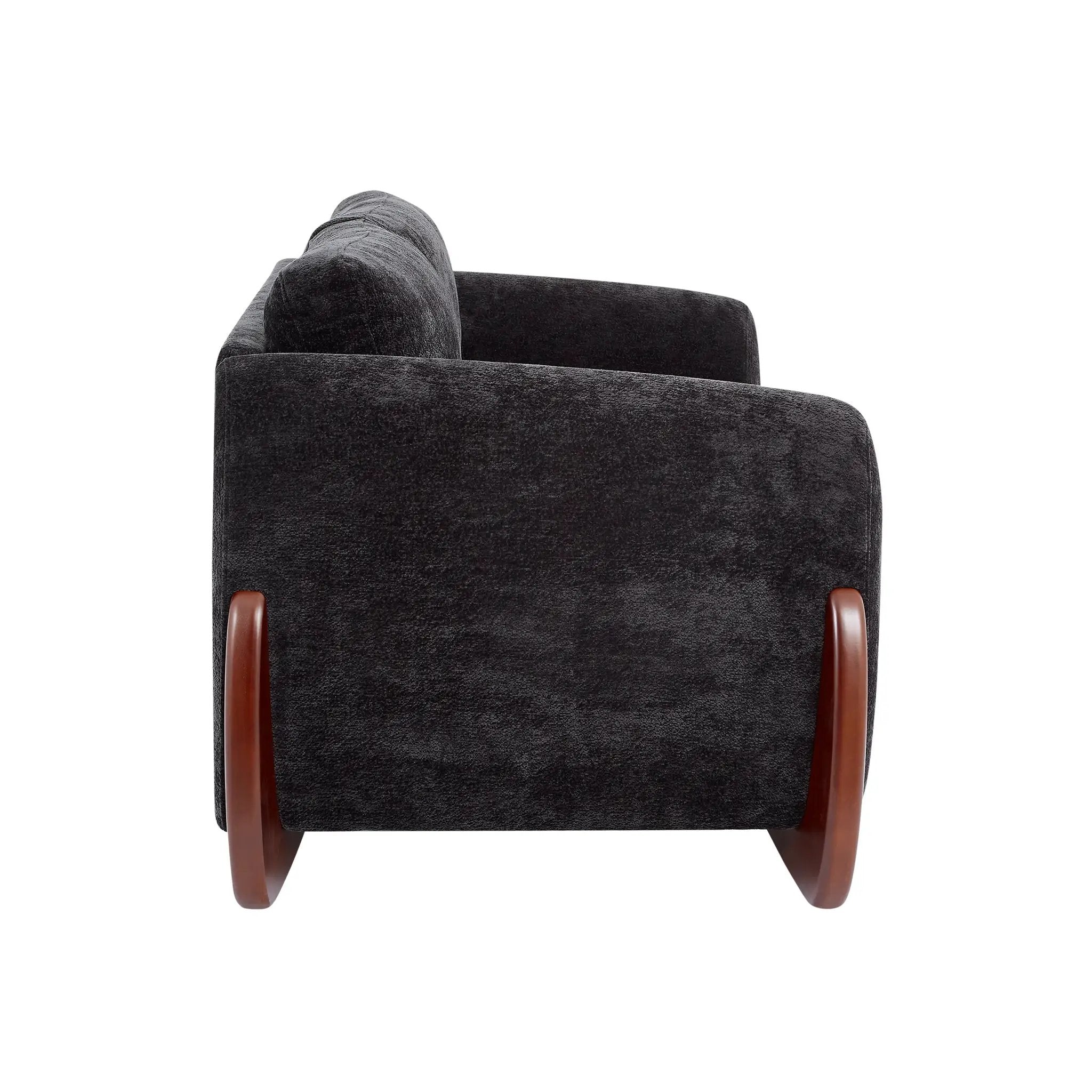 89"L Sofa with Chenille Fabric and Wooden Legs by HouseOfZazla