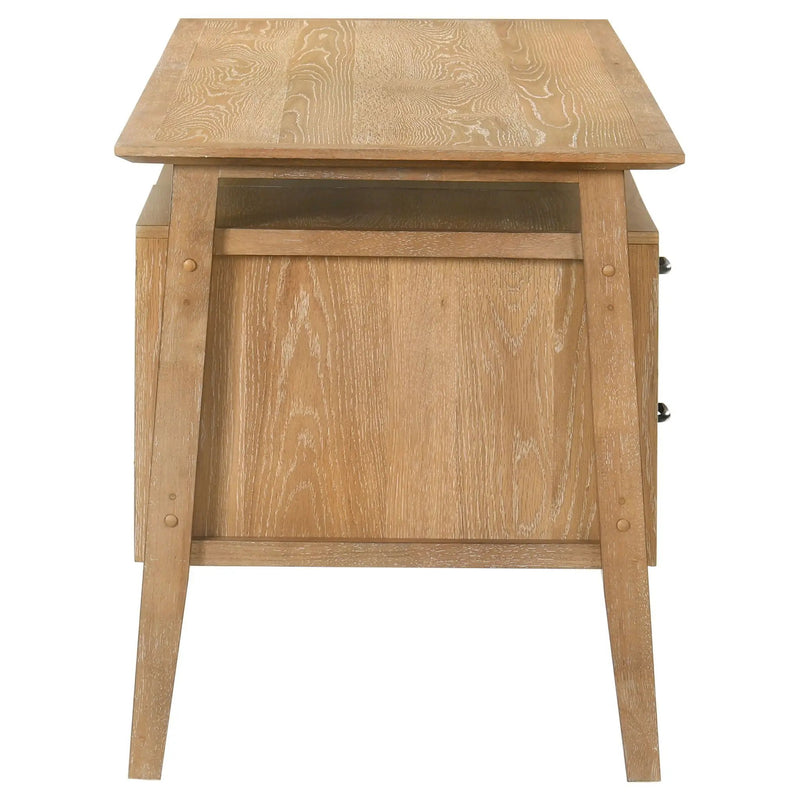 Goodson 64-inch 4-Drawer Double Pedestal Computer Desk Distressed Light Brown by Unique Piece Furniture