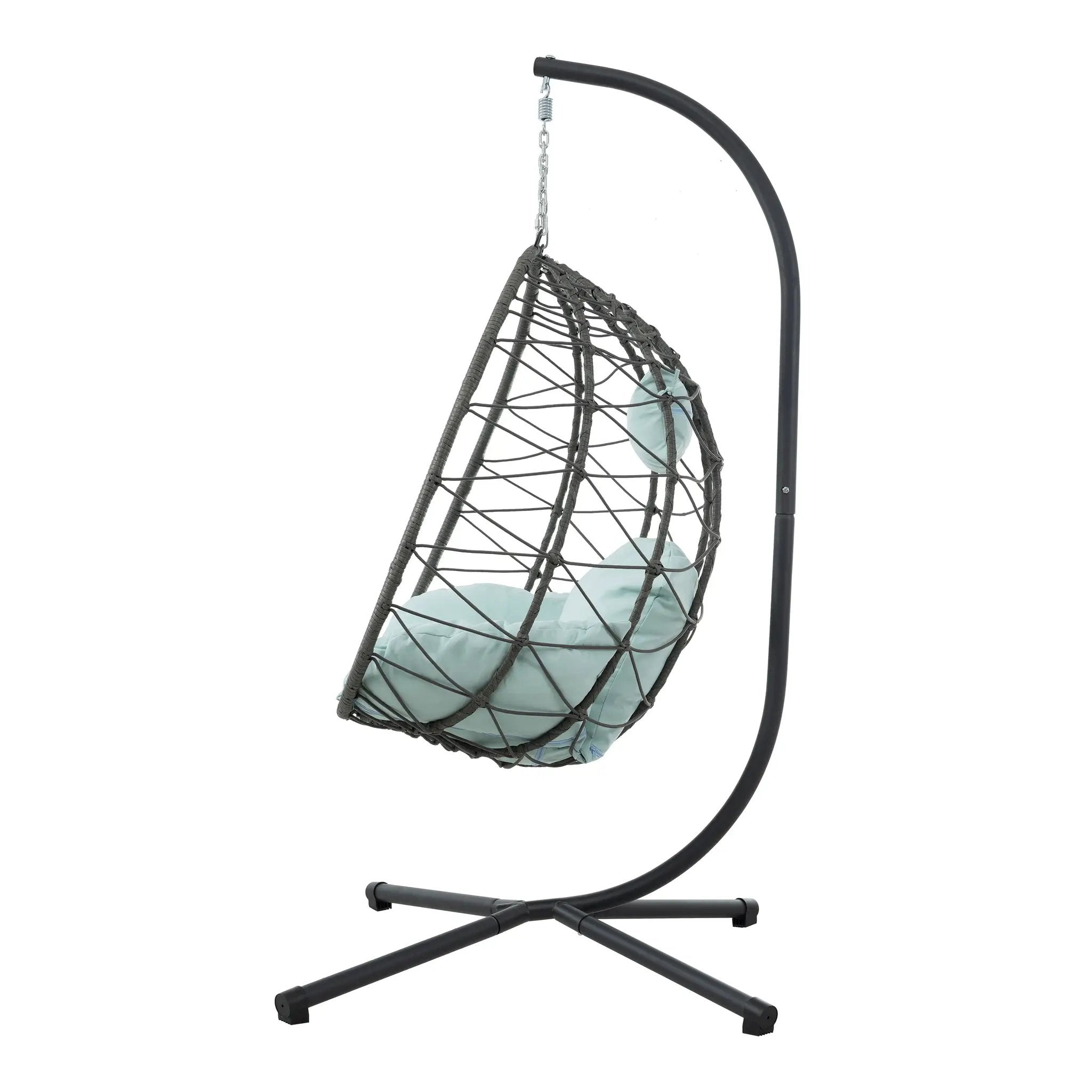 Egg Chair with Stand Indoor Outdoor Swing Chair Patio Wicker Hanging Egg Chair by HouseOfZazla
