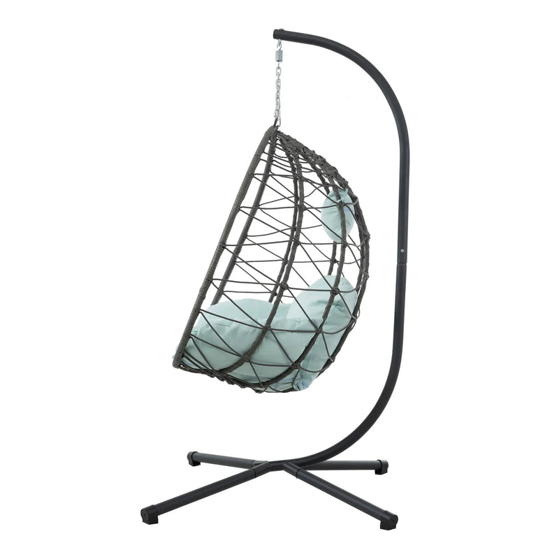 Egg Chair with Stand Indoor Outdoor Swing Chair Patio Wicker Hanging Egg Chair by HouseOfZazla