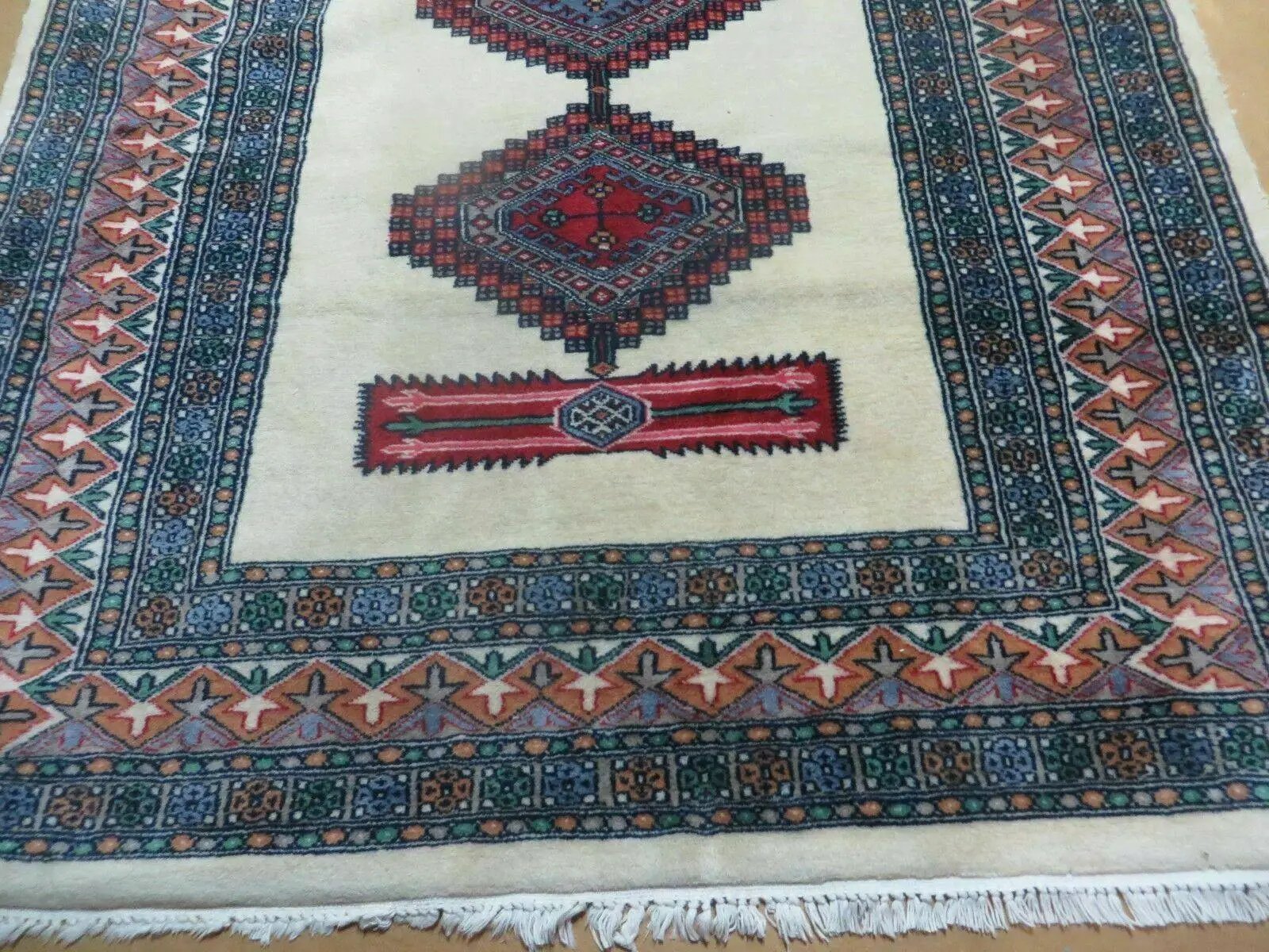4' X 6' Vintage Handmade Bokhara Turkoman Pakistan Wool Rug Carpet Nice by Jewel Rugs