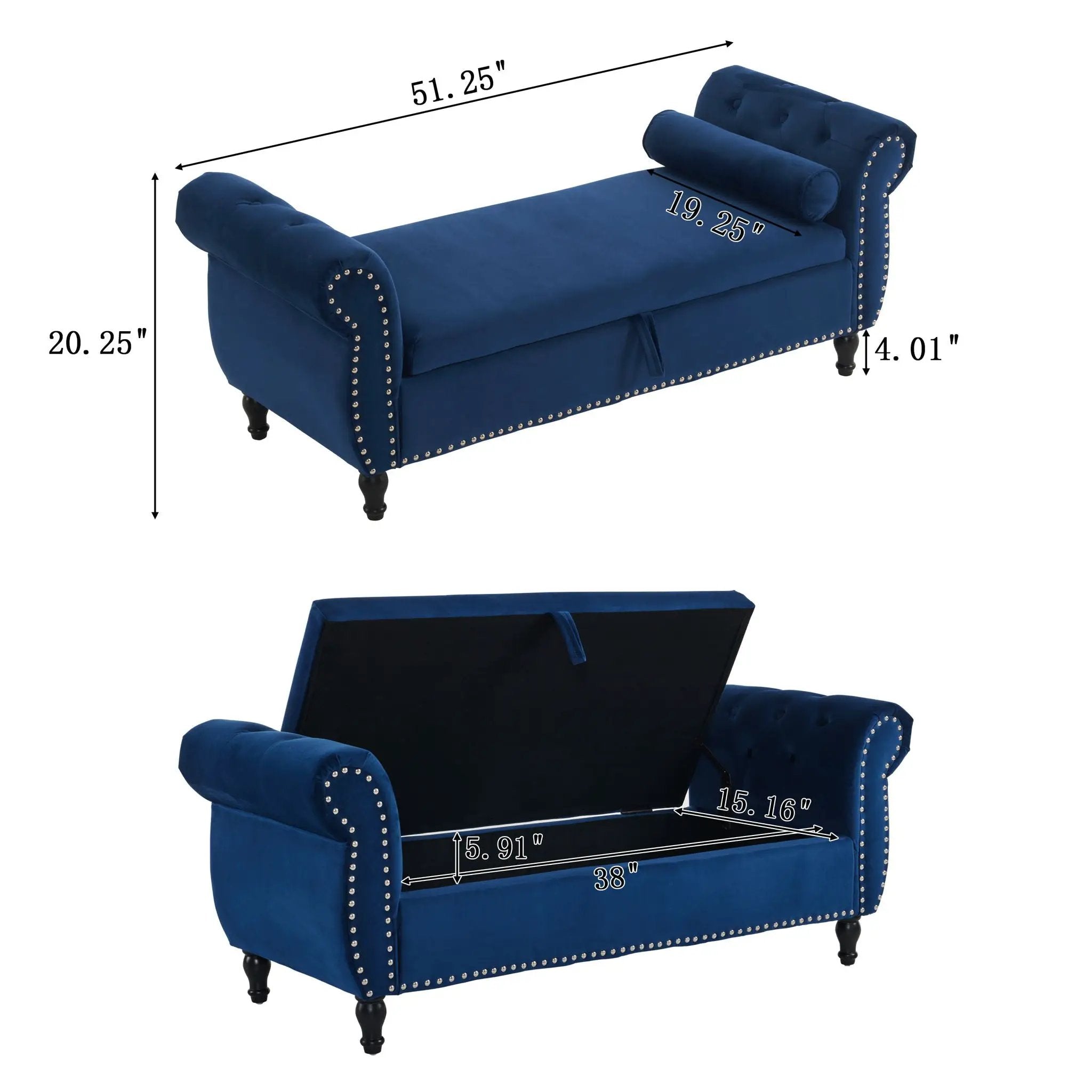 Luxurious Multifunctional Storage Ottoman Bench With Pillow by HouseOfZazla