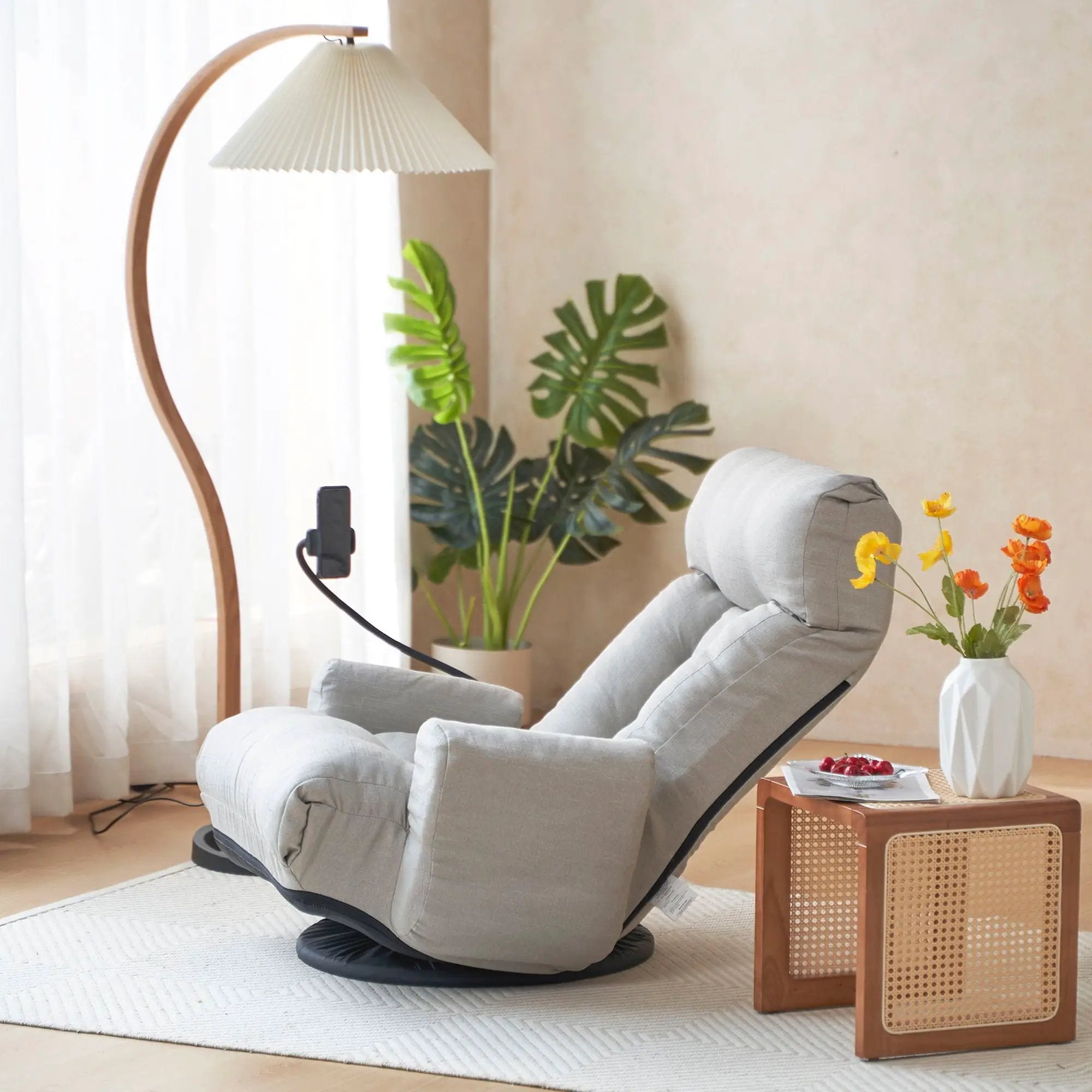 Adjustable Swivel Lounge Chair With 360 Degree Rotating Seat And Headrest Support by HouseOfZazla