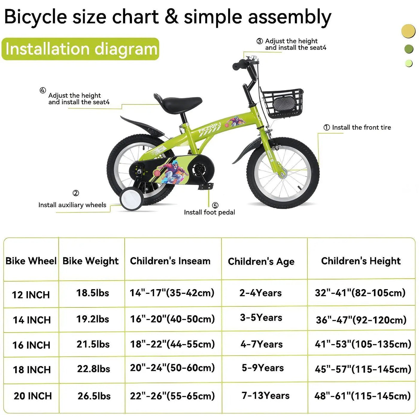 Fkznpj - 16" Sporty Kids Bike With Training Wheels And Stand Adjustable Saddle Suitable For Boys And Girls Aged 4 - 8 Years Tall Height 41 - 46" Available In A Variety Of Colors by HouseOfZazla