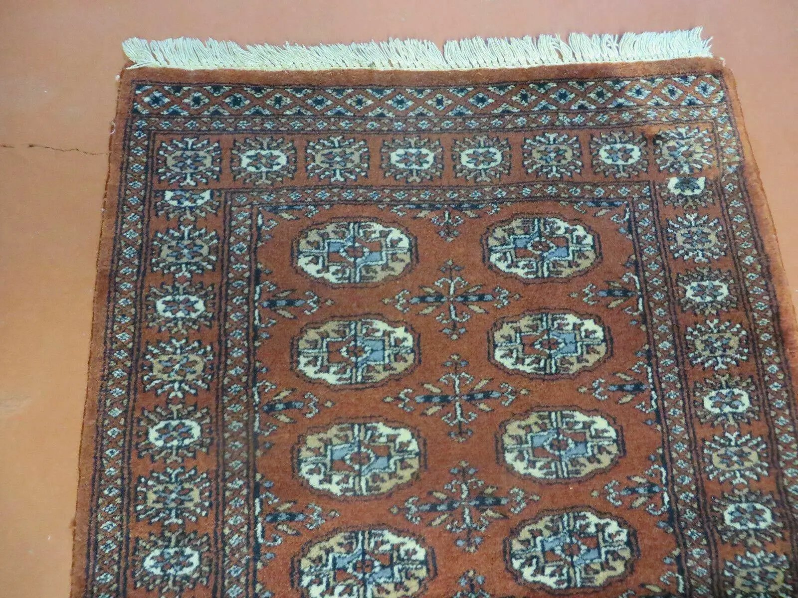 3' X 4' Vintage Handmade Pakistan Turkoman Bokhara Fine Woven Wool Rug by Jewel Rugs