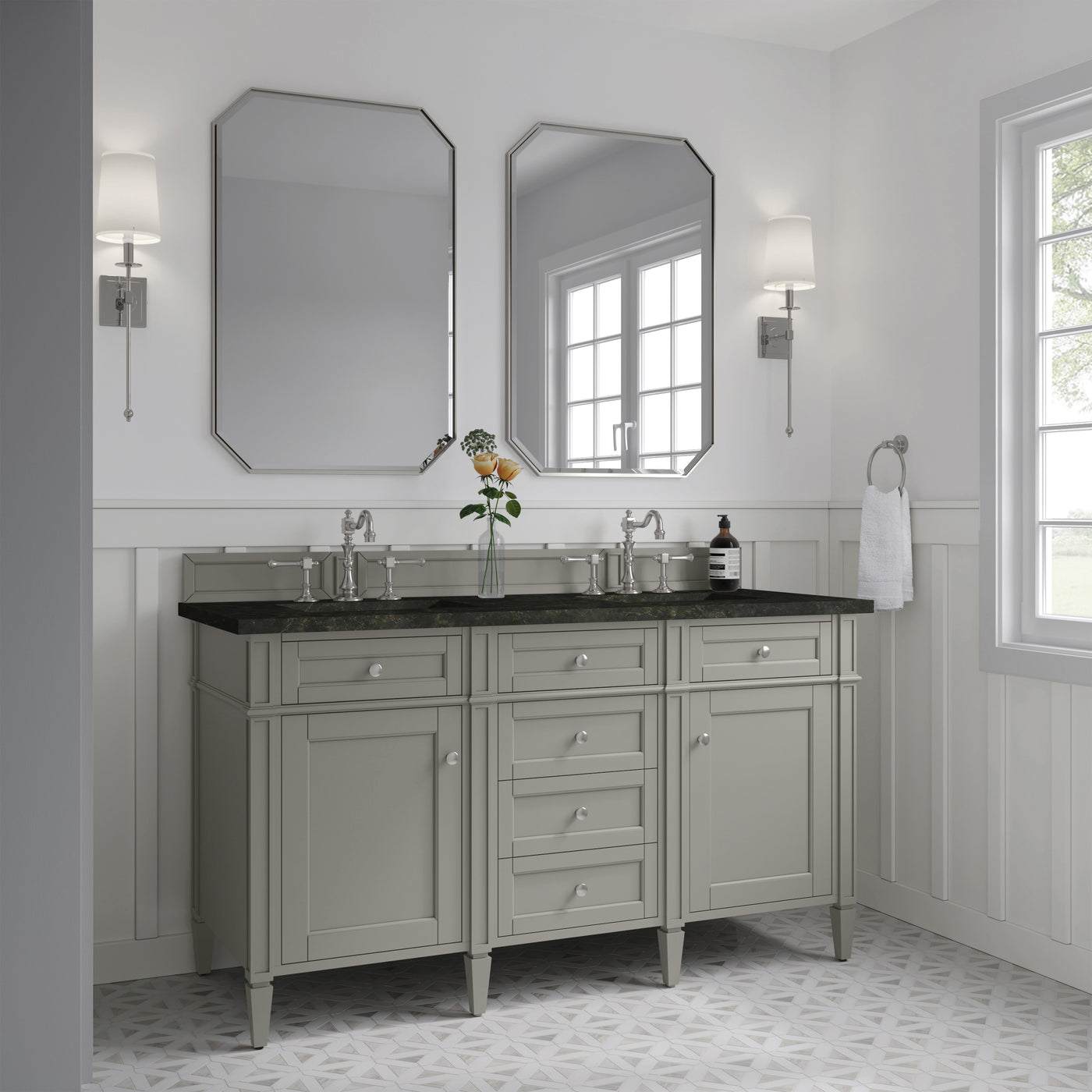 James Martin Brittany 60" Double Bathroom Vanity, Urban Gray, view 38