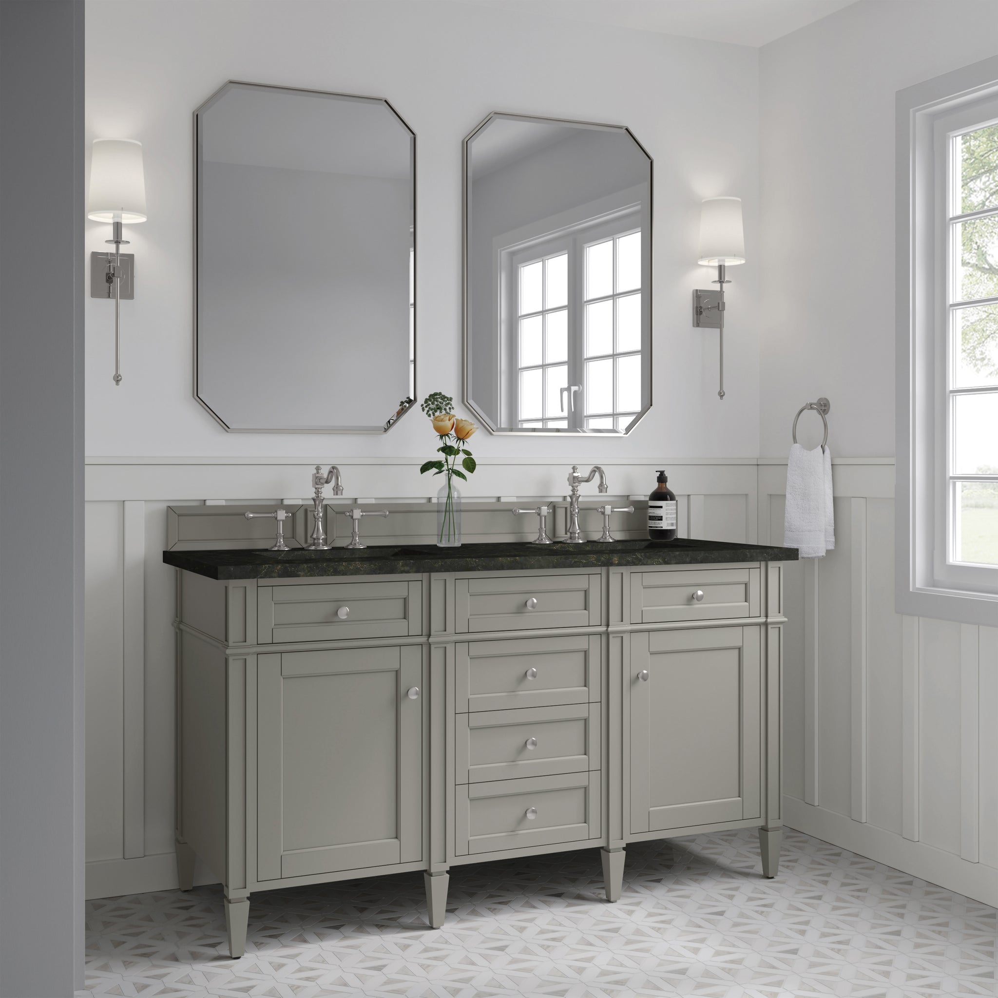 James Martin Brittany 60" Double Bathroom Vanity, Urban Gray, view 38
