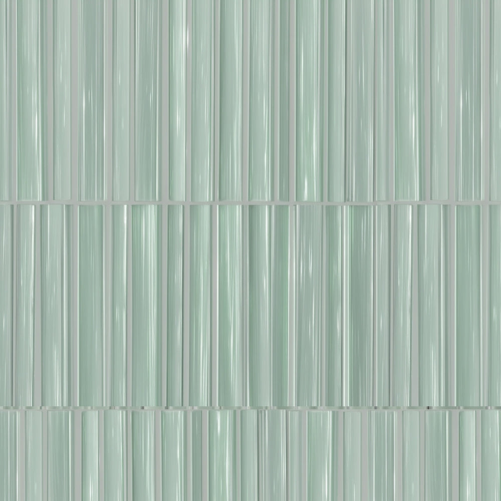 Celadon Glossy Pencil Liner Glass Moldings 1/2x9 Glass Glossy 2x8 Moldings