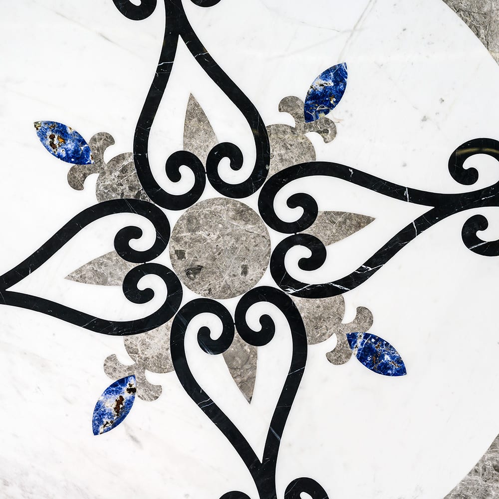 Celina Multi Finish Round Marble Medallions 48x48 Marble Multi Finish 48x48 Medallions — 1