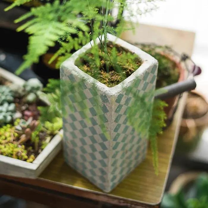 Cement Planter Blue Pattern Small Planter Randomly Picked Set of 3 by RusticReach