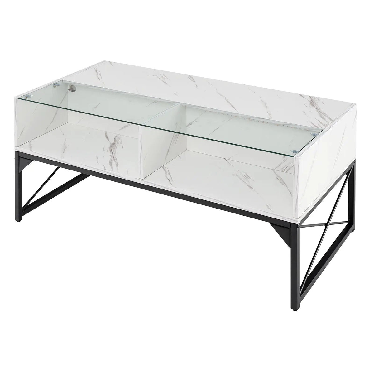 Center Table with Faux Marble and Tempered Glass Top, photo 9 of 9