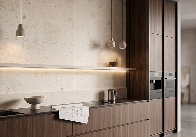 Ceppo Di Luna Honed Limestone Slab Random room scene 3
