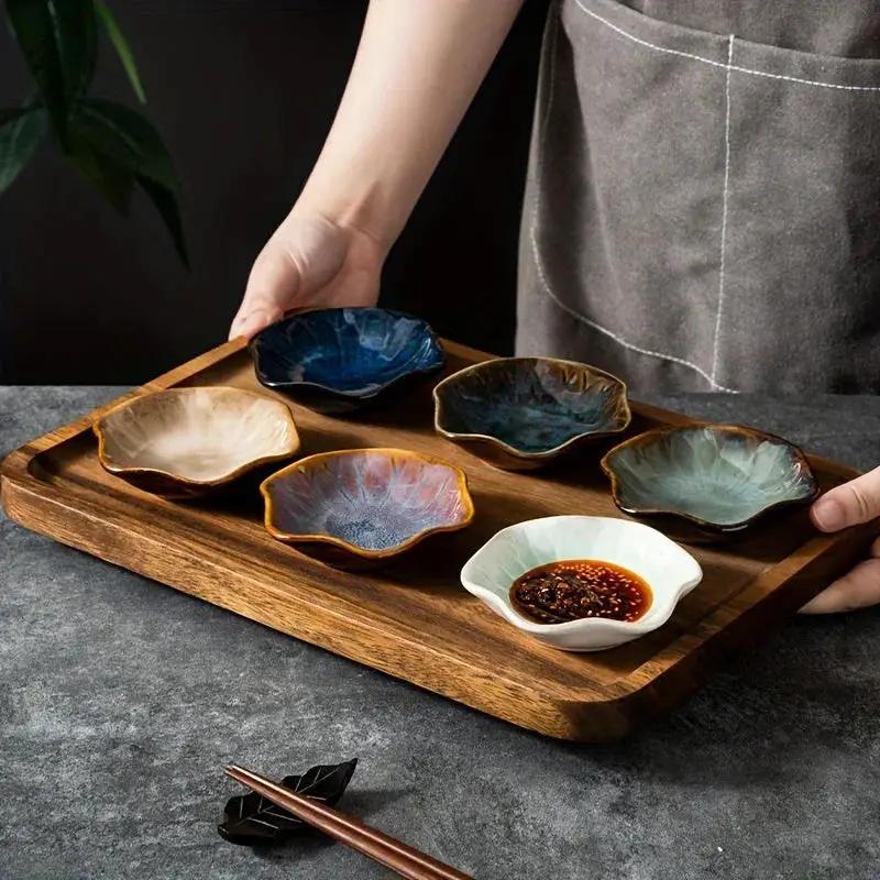 Ceramic 6 Piece Sauce Dish Set for Serving Condiments by House Of Avana