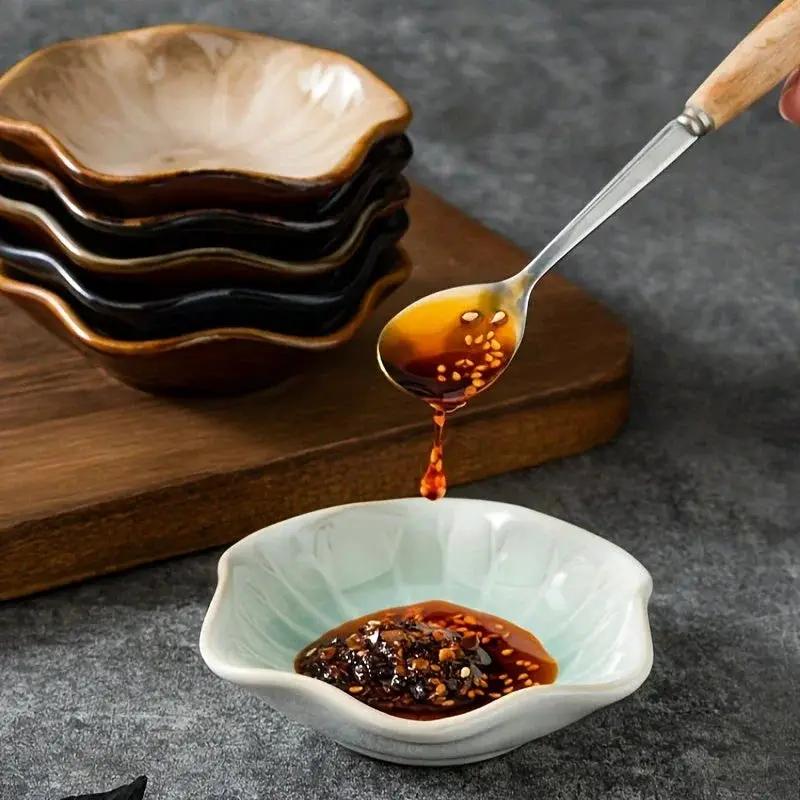 Ceramic 6 Piece Sauce Dish Set for Serving Condiments by House Of Avana