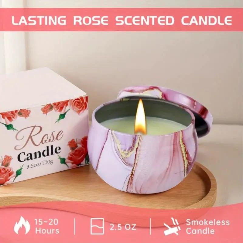 Ceramic Bath Gift Set with Rose Scented Candles and Essential Oils by House Of Avana