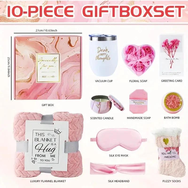 Ceramic Bath Gift Set with Rose Scented Candles and Essential Oils by House Of Avana