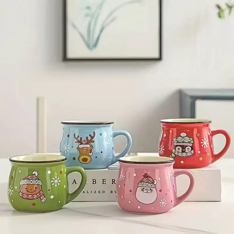 Ceramic Christmas Coffee Mugs Set of 4 by House Of Avana