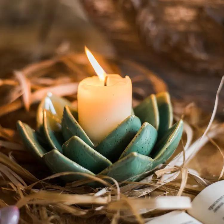 Ceramic Floral Candle Holder by RusticReach