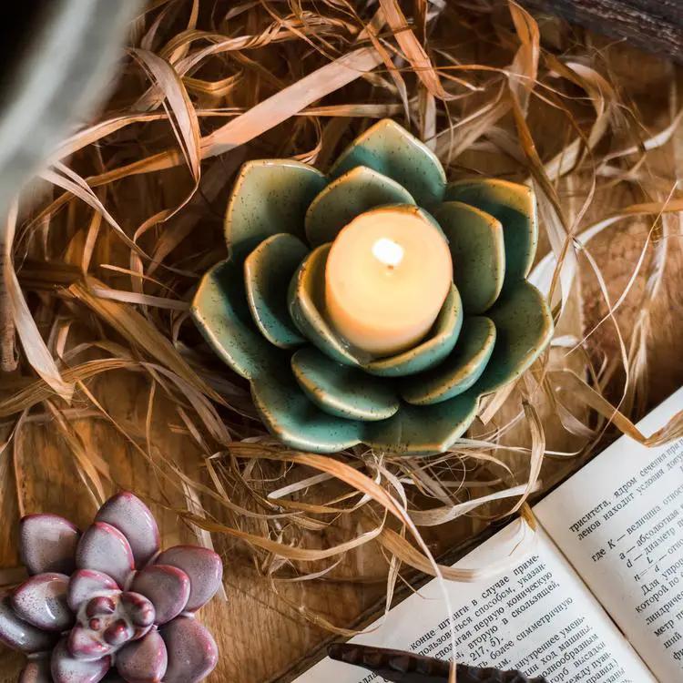 Ceramic Floral Candle Holder by RusticReach