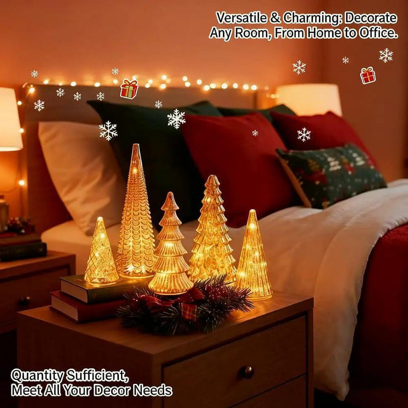 Ceramic Glowing Christmas Tree Figurine with Colorful Lights by House Of Avana