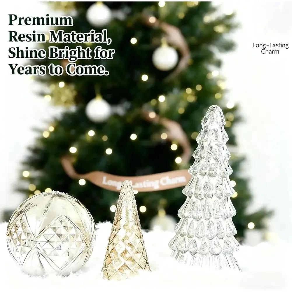Ceramic Glowing Christmas Tree Figurine with Colorful Lights by House Of Avana