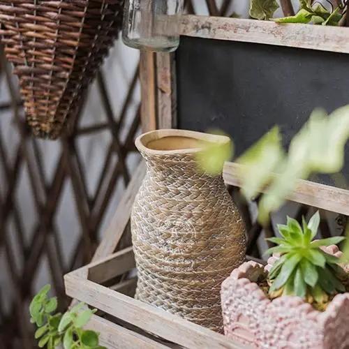 Ceramic Planter Hemp Bag Design by RusticReach