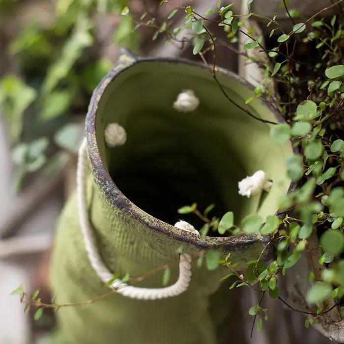 Ceramic Planter Linen Bag Design by RusticReach