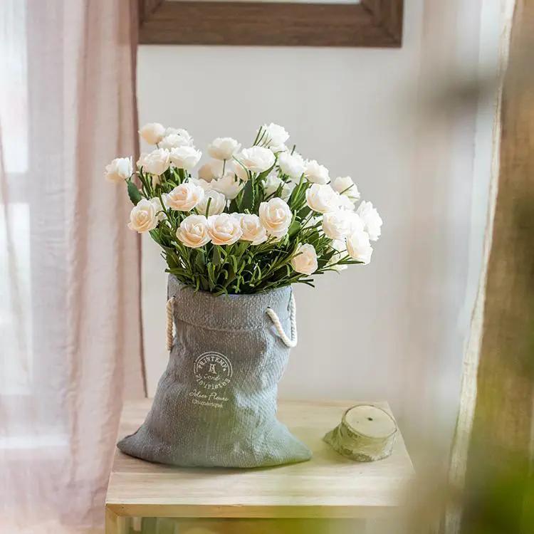 Ceramic Planter Linen Bag Design by RusticReach