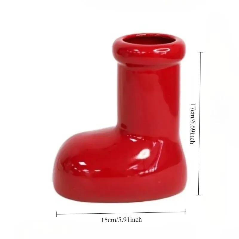 Ceramic Red Vase Planter with Snowflake & Ornament Design by House Of Avana