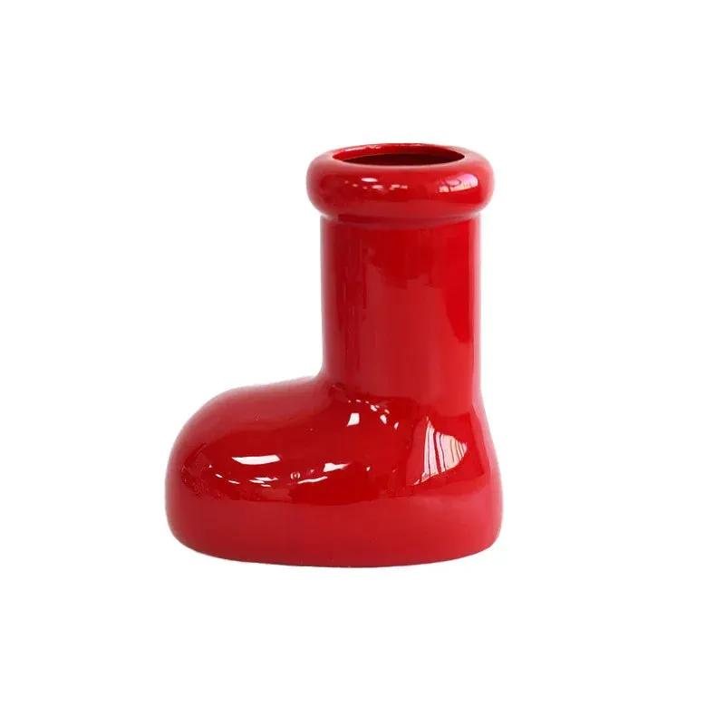 Ceramic Red Vase Planter with Snowflake & Ornament Design by House Of Avana