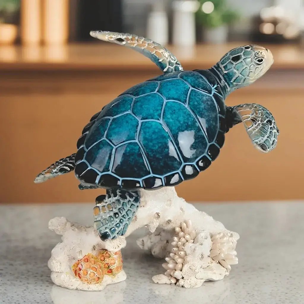 Ceramic Sea Turtle Figurine Upwards Home Decor by House Of Avana