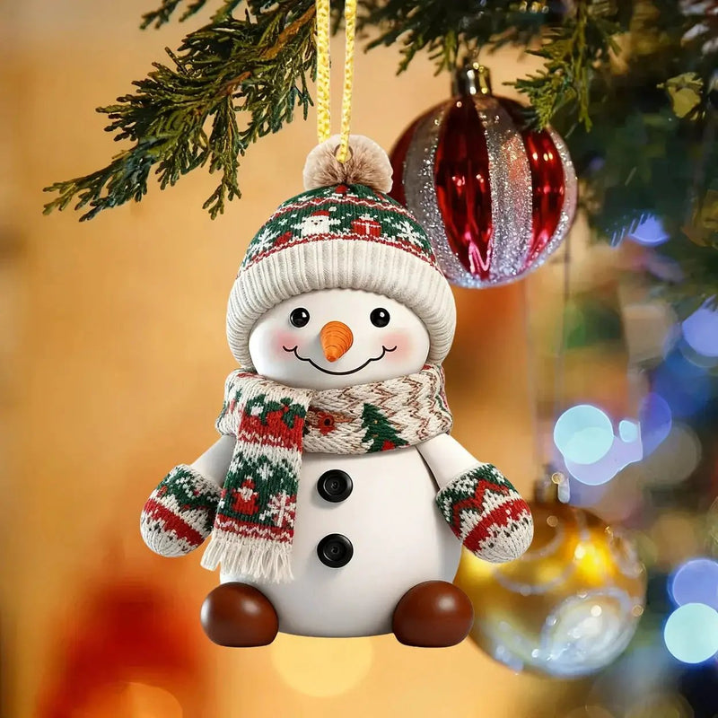 Ceramic Snowman Christmas Tree Ornament Set of 2 by House Of Avana