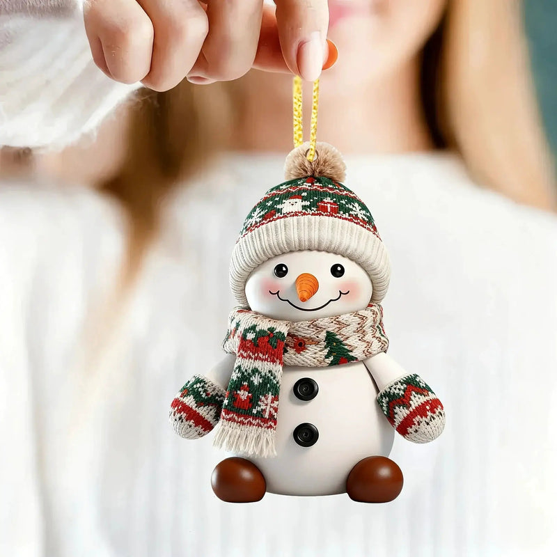 Ceramic Snowman Christmas Tree Ornament Set of 2 by House Of Avana