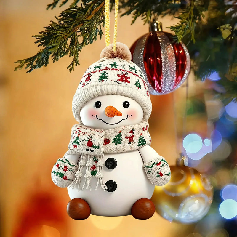 Ceramic Snowman Christmas Tree Ornament Set of 2 by House Of Avana