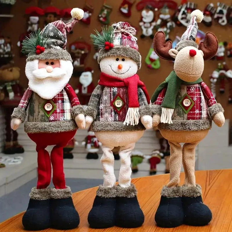 Ceramic Snowman Figurine with Reindeer and Santa Claus Design by House Of Avana