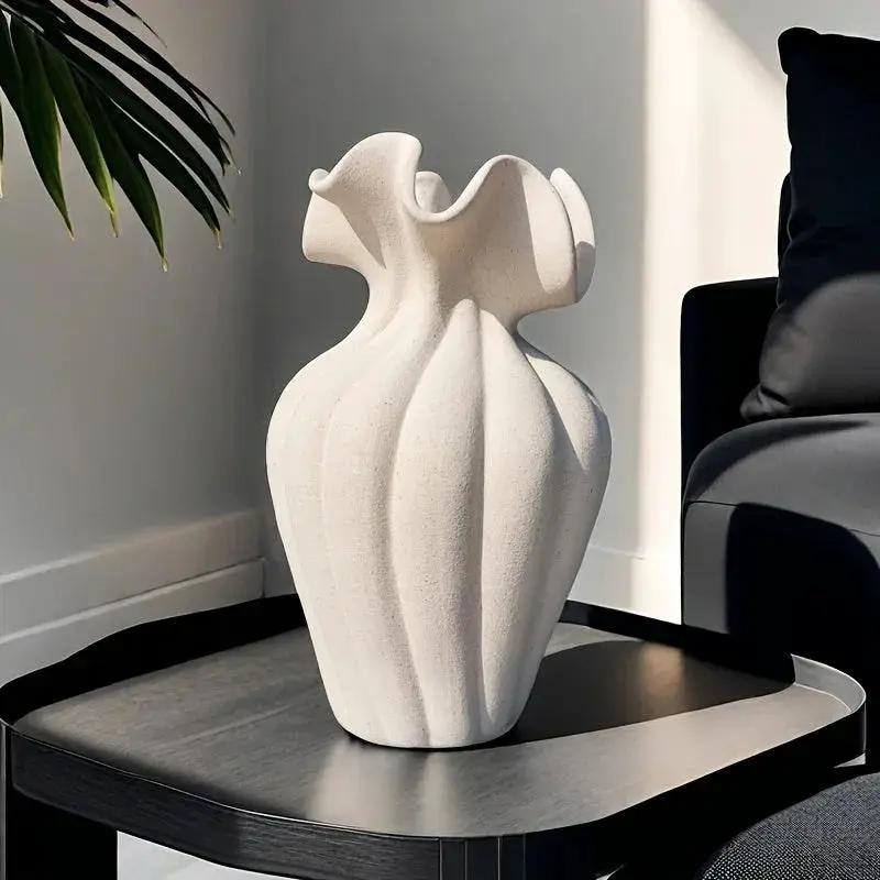Ceramic Vase 20cm with Striped Skirt Element Design by House Of Avana