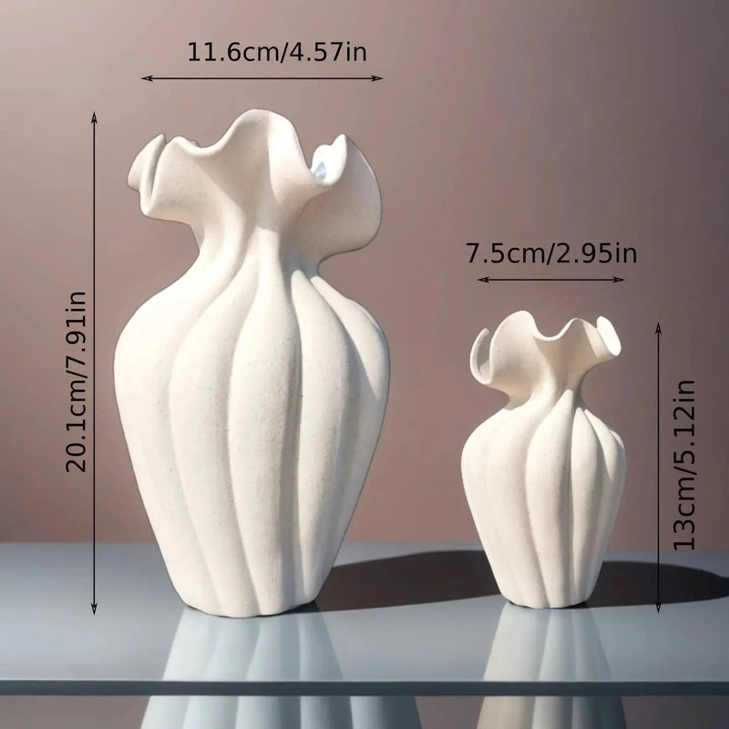 Ceramic Vase 20cm with Striped Skirt Element Design by House Of Avana