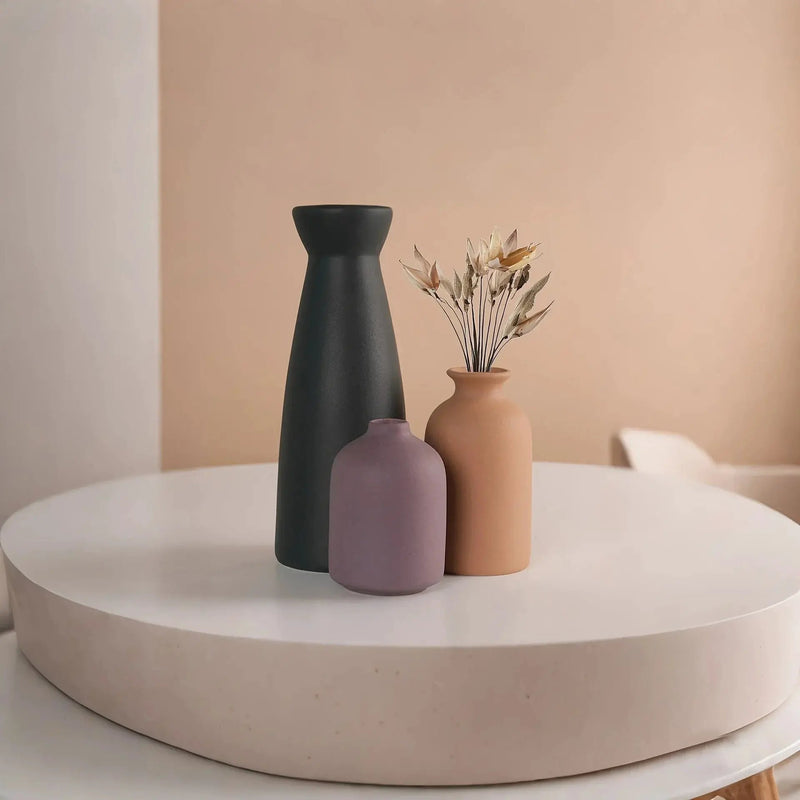 Ceramic Vase Set of 3 Modern Boho Style Vases by House Of Avana